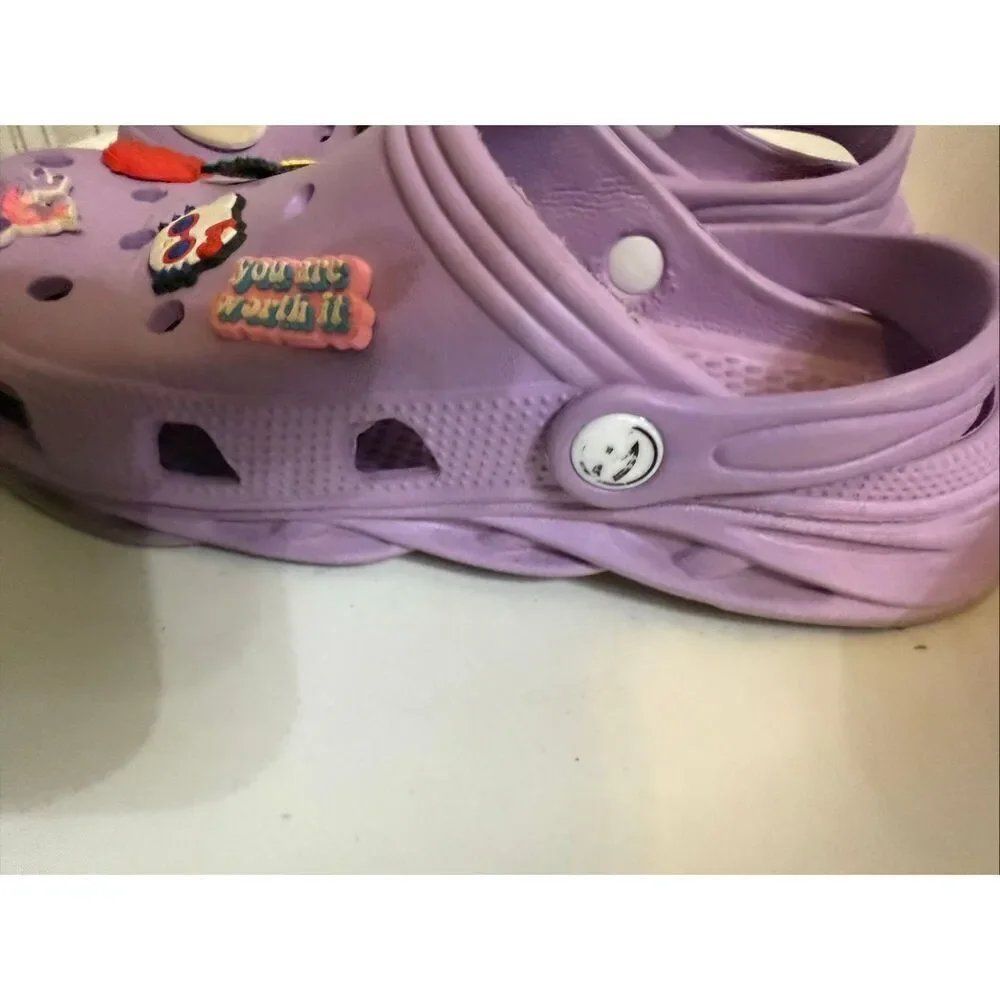 Crocs Big Girls Jibbitz Charms Classic Clog Sandals Purple Size 34